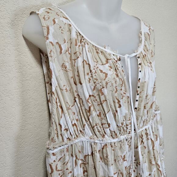 Intimately Free People Sundown Romper Boho Studded Jumper Tiered Beige Sheer XS - Picture 7 of 16